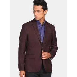Arrow Men Maroon & Blue Checked Single Breasted Casual Blazer-picture-32