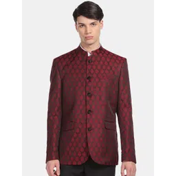 Arrow Men Maroon Printed Bandhgala Blazer-picture-11
