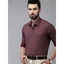 Arrow Men Maroon Pure Cotton Original Slim Fit Printed Formal Shirt-picture-18