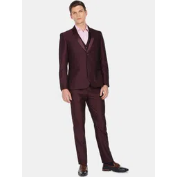 Arrow Men Maroon Solid Single-Breasted 3 Piece Formal Suit-picture-28