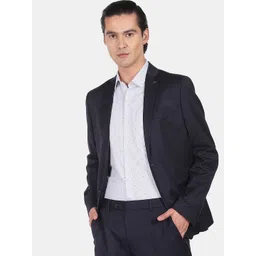 Arrow Men Navy Blue Checked Single-Breasted 2-Piece Suit-picture-36