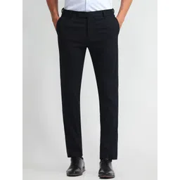 Arrow Men Plain Smart Flex Mid-Rise Slim Fit Formal Trousers-picture-43