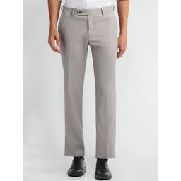 Arrow Men Plain Textured Mid-Rise Slim Fit Formal Trousers-image-27