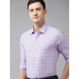 Arrow Men Purple Window Pane Checked Original Slim Fit Pure Cotton Formal Shirt-picture-33