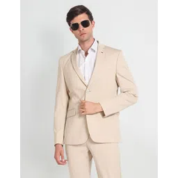 arrow Men Self Design Two Piece Suit Solid Suit-picture-25