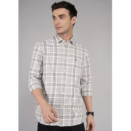 arrow Men Slim Fit Checkered Cut Away Collar Casual Shirt-picture-12