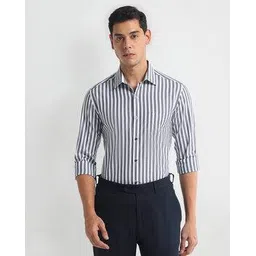 arrow Men Striped Slim Fit Cotton Shirt-picture-14