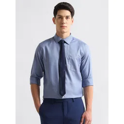 Arrow Men Textured Auto Press Pure Cotton Formal Shirt-image-44