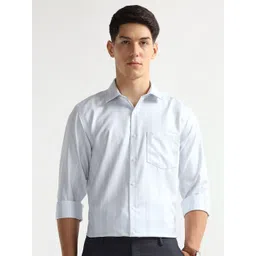 Arrow Men Vertical Striped Spread Collar Cotton Liberty Auto Press Formal Shirt-picture-36