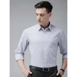 Arrow Men White And Blue Original Slim Fit Micro Checked Pure Cotton Formal Shirt-picture-16