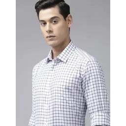 Arrow Men White Pure Cotton Original Slim Fit Windowpane Checked Formal Shirt-picture-11