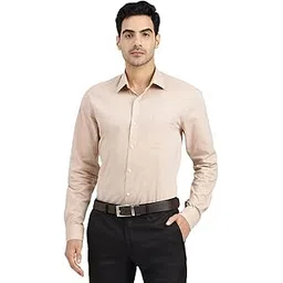arrow Men's Beige Heathered - Cutaway Collar Full Sleeves Formal Shirt with Chest Pocket | Cotton Fabric | Slim Fit-picture-12