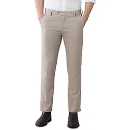 arrow Men's Beige Solid Mid Rise Polyester Hook and Eye Regular Fit Flat Front Slant Pocket Trousers-picture-26