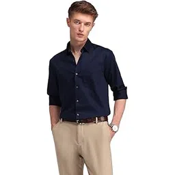 arrow Men's Black Solid - Cutaway Collar Full Sleeves Formal Shirt with Chest Pocket | Cotton Fabric | Slim Fit, 40-picture-13