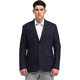 arrow Mens Blue Self-Design Notch Collar Long Sleeve Formal Polyester Slim Fit Blazer-picture-34