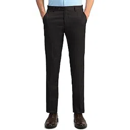 arrow Men's Brown Textured Mid Rise Polyester Button Tapered Fit Flat Front Slant Pocket Trousers-picture-12