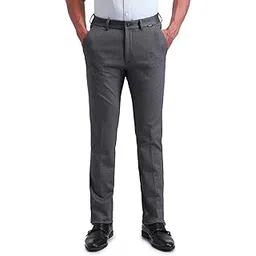 arrow Men's Grey Self-Design Mid Rise Nylon Button Slim Fit Flat Front Slant Pocket Trousers-picture-14