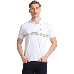 arrow Men's Striped Half Sleeves Regular Fit Cotton Polo Shirt-picture-34