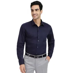 Arrow Navy Blue Cotton Slim Fit Shirt-picture-29