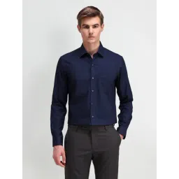 Arrow Navy Cotton Slim Fit Texture Shirt-picture-30