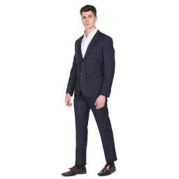 Arrow Navy Regular Fit Checks Two Piece Suit image 3