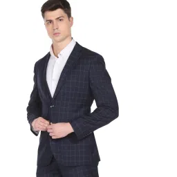 Arrow Navy Regular Fit Checks Two Piece Suit image 5