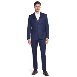 Arrow Navy Regular Fit Self Pattern Three Piece Suit-picture-21