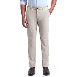 arrow New York Men's Beige Self-Design Mid Rise Nylon Button Slim Fit Flat Front Slant Pocket Trousers-picture-23