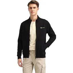 arrow New York Men's Black Solid High Neck Long Sleeve Casual Cotton Regular Fit Sweatshirt-picture-13