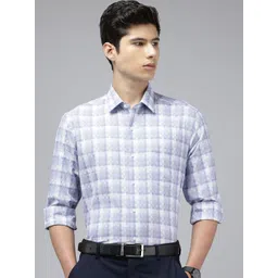 Arrow Pure Cotton Manhattan Slim Fit Opaque Checked Formal Shirt-picture-25