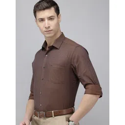 Arrow Pure Cotton Self Design Manhattan Slim Fit Opaque Formal Shirt-picture-26