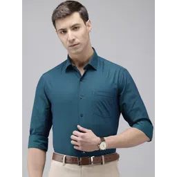 Arrow Pure Cotton Self Design Manhattan Slim Fit Textured Formal Shirt-picture-26