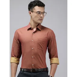 Arrow Pure Cotton Self Design Manhattan Slim Fit Textured Formal Shirt-picture-28