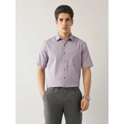 Arrow Purple Polyester Regular Fit Stripes Formal Shirt-picture-18