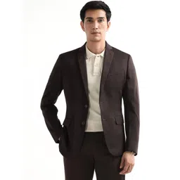 Arrow Self Design Notched Lapel Single-Breasted Slim Fit Formal Blazers-picture-39