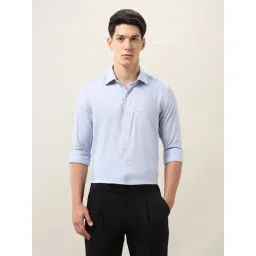 Arrow Sky Blue Cotton Slim Fit Self Pattern Shirt-picture-27