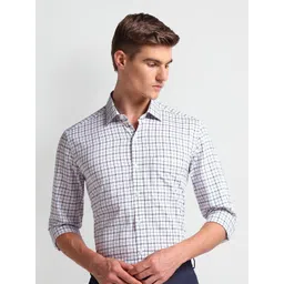 Arrow Slim Fit Grid Tattersall Checked Pure Cotton Formal Shirt-picture-37