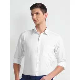 Arrow Textured Spread Collar Long Sleeves Opaque Cotton Formal Shirt-picture-24