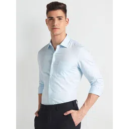 Arrow Textured Spread Collar Long Sleeves Pure Cotton Twill Formal Shirt image 3