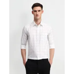 Arrow White Cotton Slim Fit Checks Shirt-picture-39