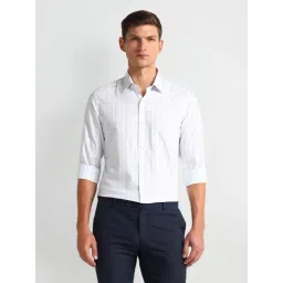 Arrow White Cotton Slim Fit Checks Shirt-picture-23