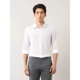 Arrow White Cotton Slim Fit Self Pattern Shirt-picture-28