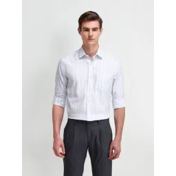 Arrow White Cotton Slim Fit Striped Shirt-picture-46