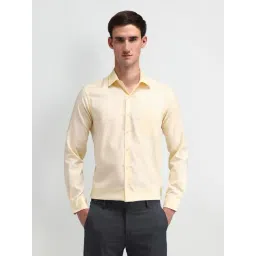 Arrow Yellow Cotton Slim Fit Self Pattern Shirt-picture-31