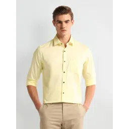 Arrow Yellow Cotton Slim Fit Texture Shirt-picture-13