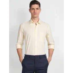 Arrow Yellow Cotton Slim Fit Texture Shirt-picture-37