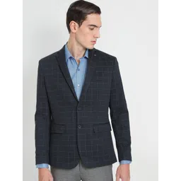 Arrow Zero Calorie Men Checked Notched Lapel Single-Breasted Slim Fit Knit Formal Blazer-picture-14