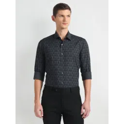arrow new york Arrow Newyork Black Cotton Slim Fit Printed Shirt-picture-26