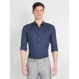 arrow new york Arrow Newyork Blue Cotton Slim Fit Striped Shirt-picture-40