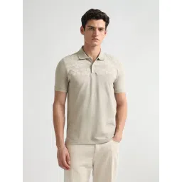 Arrow New York Beige Cotton Regular Fit Printed Polo T-Shirt-picture-14